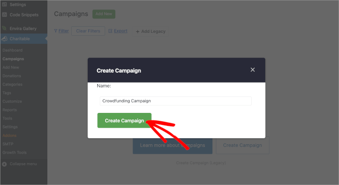 Creating a new WP Charitable campaign Creating a new WP Charitable campaign