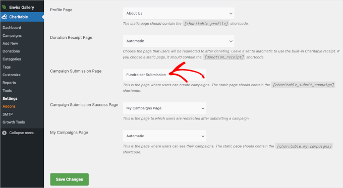 Setting a page for fundraisers redirect Setting a page for fundraisers redirect
