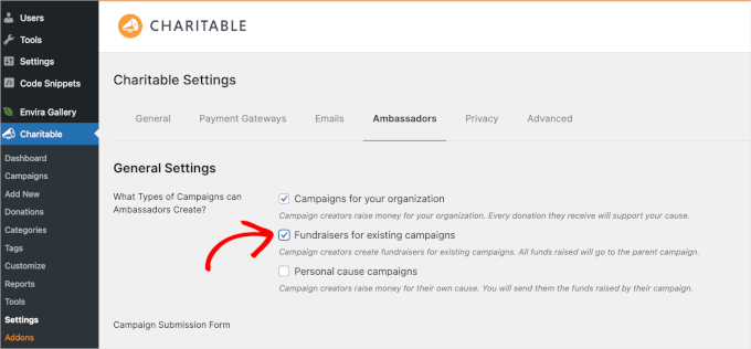 Enabling fundraisers for existing campaigns in WP Charitable Enabling fundraisers for existing campaigns in WP Charitable