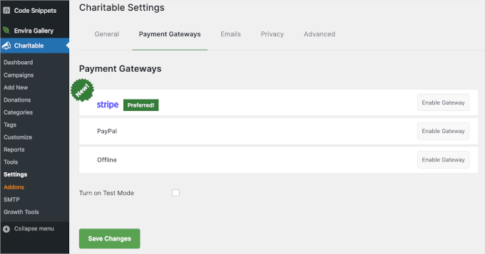 Enabling a payment gateway in WP Charitable Enabling a payment gateway in WP Charitable