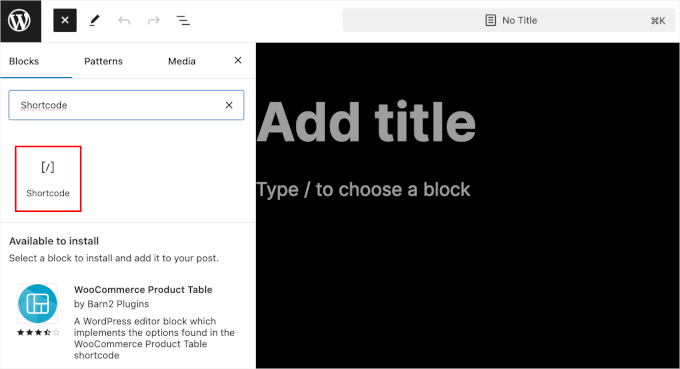 Adding a shortcode block to the block editor Adding a shortcode block to the block editor