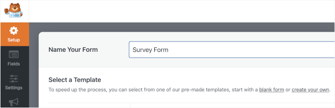 Naming survey form in WPForms