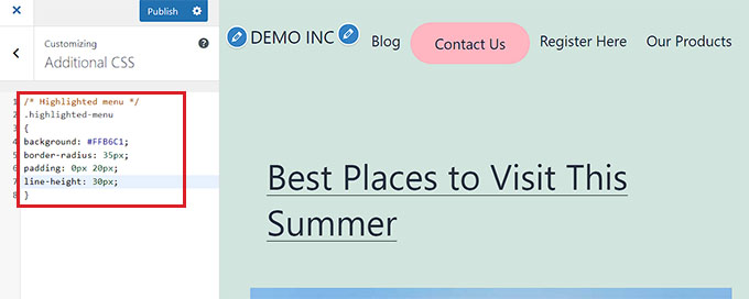 Add CSS code Add CSS code