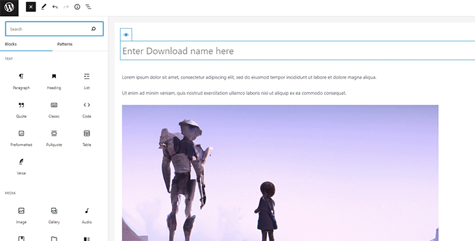 Agregar título y descripción de la descarga