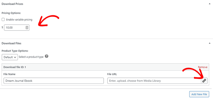 Precios de descarga y carga de archivo
