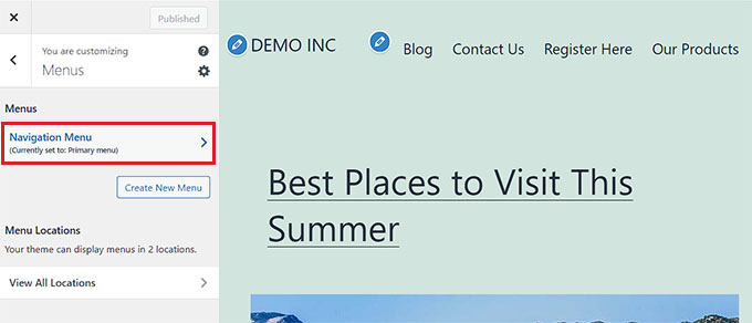 Choose a menu to customize Choose a menu to customize
