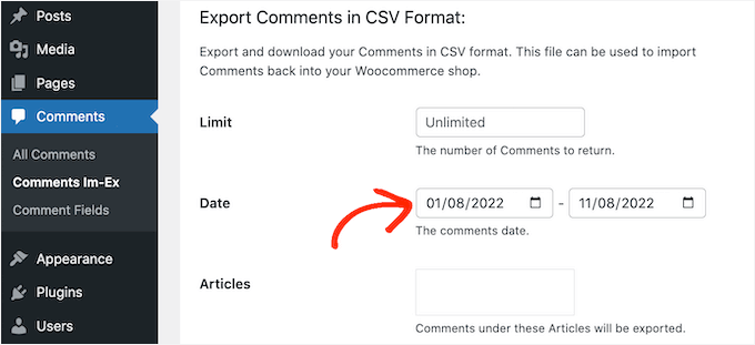 Filtrando la exportación de comentarios de WordPress
