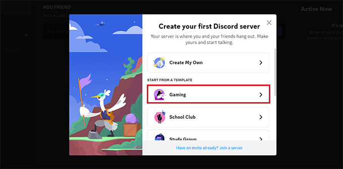 Create a discord server Create a discord server