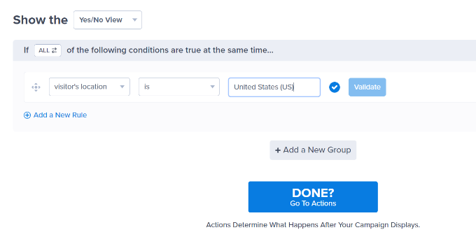 Conditions to match Enter location for display rules