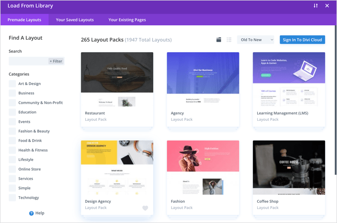 Just a Few of the Layout Packs Available in Divi Just a Few of the Layout Packs Available in Divi