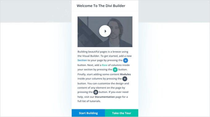 Divi Welcome Screen Divi Welcome Screen