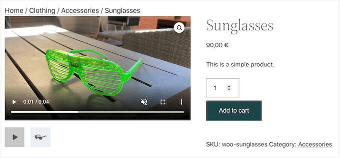 Ett exempel på en WooCommerce-funktionerad video