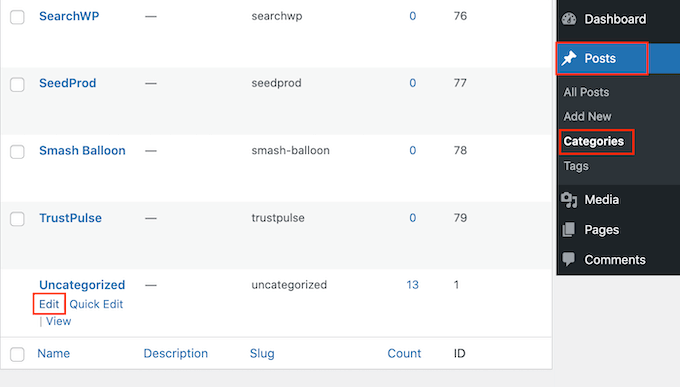 Renombrar la categoría predeterminada sin categorizar