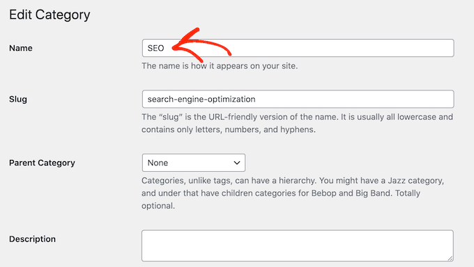 Renombrar una categoría de WordPress