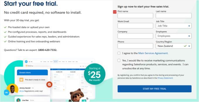 Enter your personal details to create salesforce account
