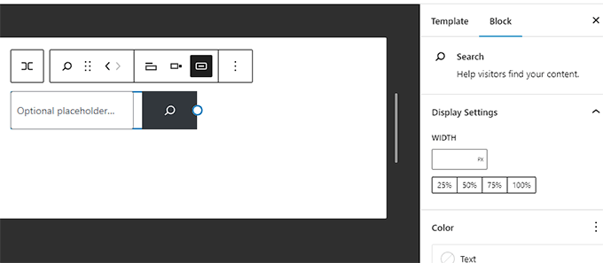 Search block settings Search block settings