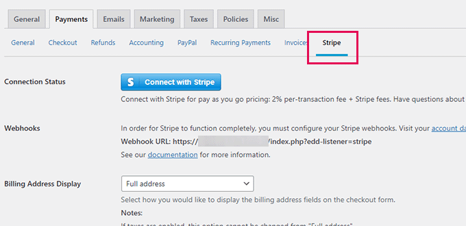 Configuración de Stripe