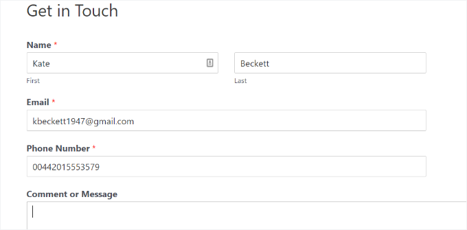 Enter a test form to check salesforce connection