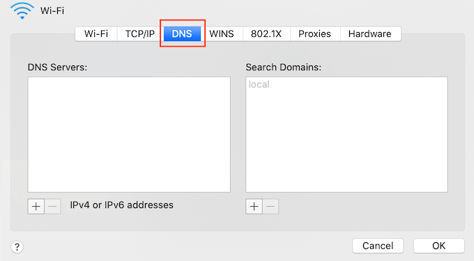 system-preferences-dns Choose DNS option and click the + button