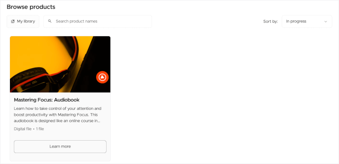 Exclusive audiobook on Teachable's product catalog