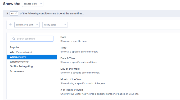 Time based triggers Time based display rules