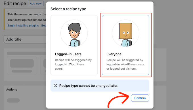 Créer une recette automatisée pour tous les utilisateurs