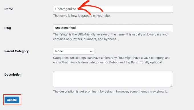 Cómo renombrar la categoría predeterminada de WordPress