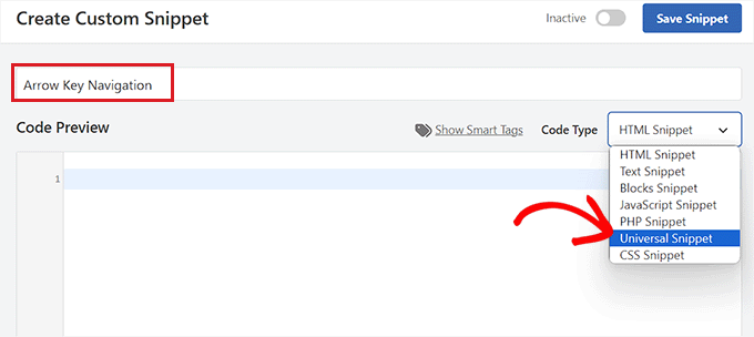 Choose Universal code type for arrow keys navigation Choose Universal code type for arrow keys navigation