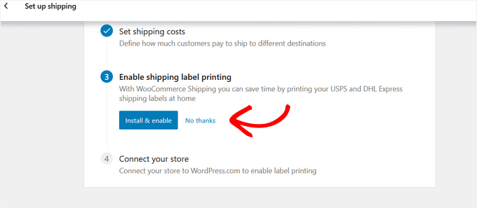 WooCommerce's shipping label printing options
