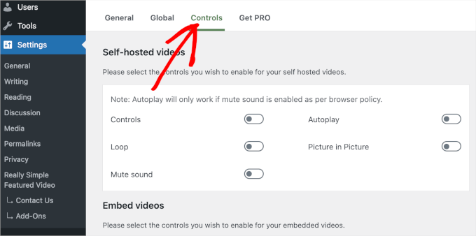 Ändra inställningarna för utvalda videominiatyrer