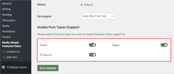 Aktivera utvalda videominibilder för inlägg, sidor och produkter