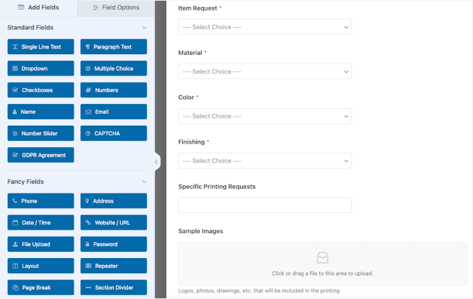Customizing WPForms order form