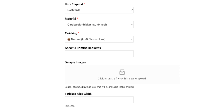 Custom print oder form on a live site