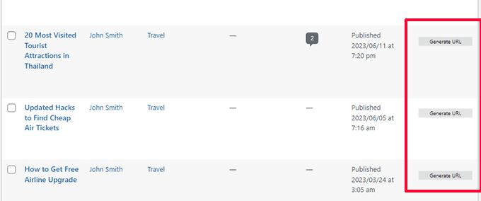Generate URLs Generate URLs