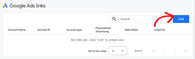 click google ads link button Click Google Ads link button
