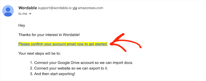 Confirming your Wordable Google Doc account Confirming your Wordable Google Doc account