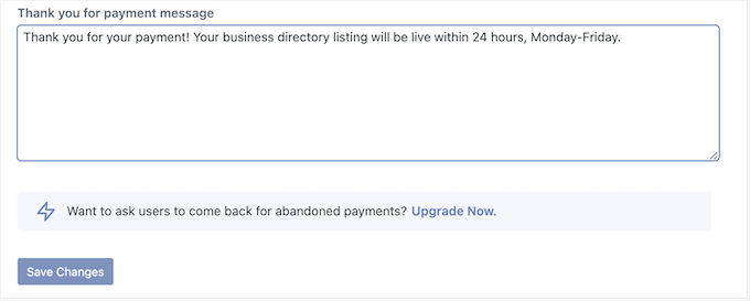 Adding a custom thank you message to your business directory Adding a custom thank you message to your business directory