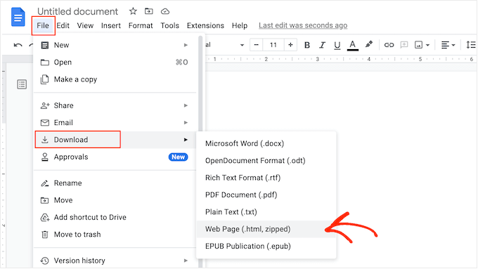 Downloading a Google Doc as a web page Downloading a Google Doc as a web page