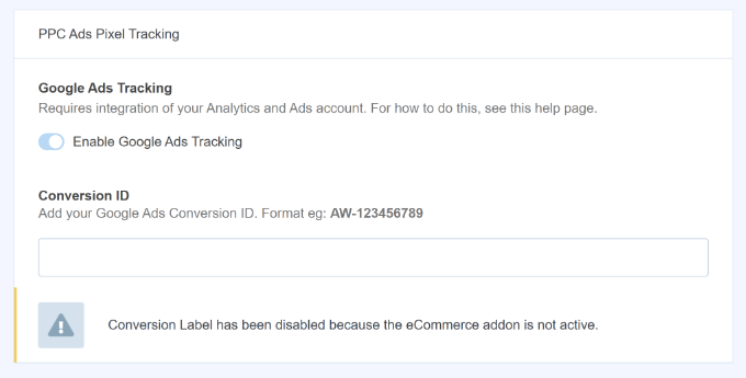 Enter conversion ID Enter conversion ID