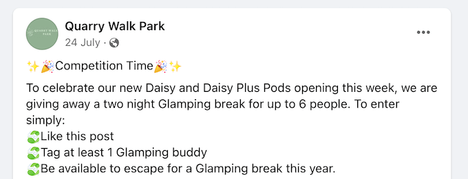 An example of a Facebook contest An example of a Facebook contest