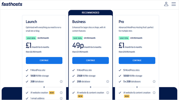 Fasthosts pricing plans