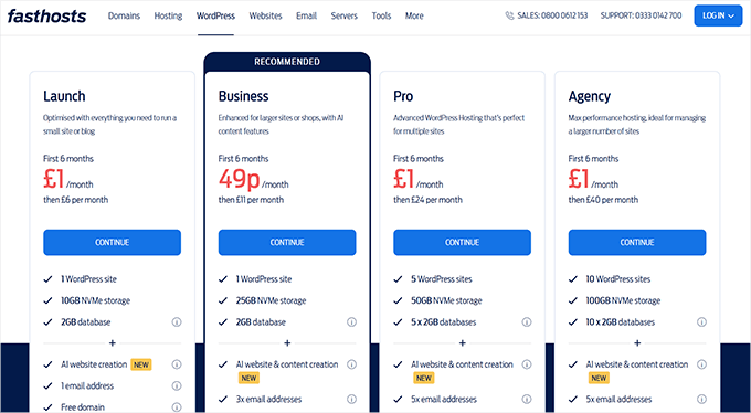 Fasthosts pricing plans