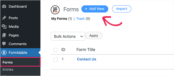 Adding a new form to your WordPress website Adding a new form to your WordPress website