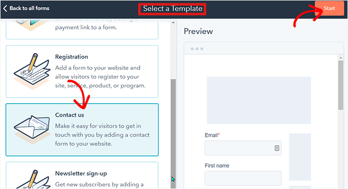 Choose a form template Choose a form template