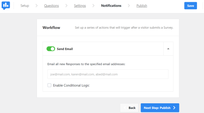 Notification settings for NPS survey Notification settings for NPS survey