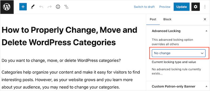 Patreon's advanced content locking settings Patreon's advanced content locking settings