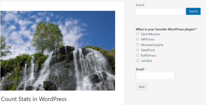 Afficher le formulaire de sondage dans la barre latérale Afficher le formulaire de sondage dans la barre latérale