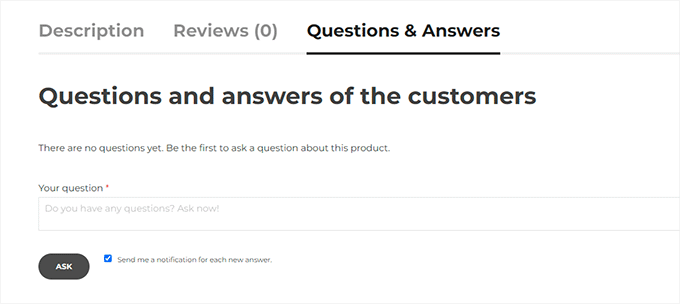 Questions form below product pages Questions form below product pages