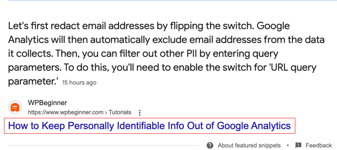 Example of an SEO Meta Title on a Search Engine Results Page Example of an SEO Meta Title on a Search Engine Results Page