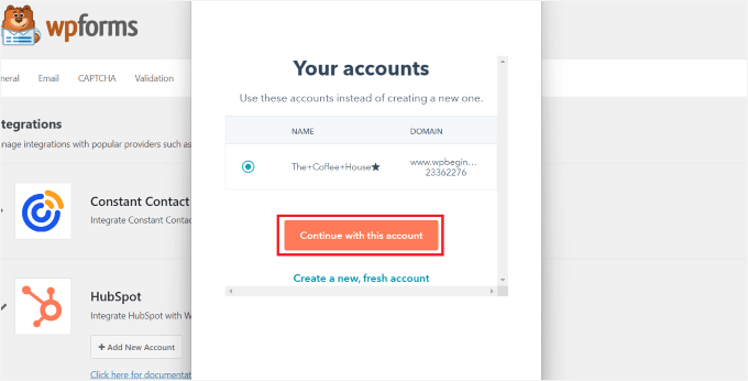 Click Continue With This Account Click Continue With This Account